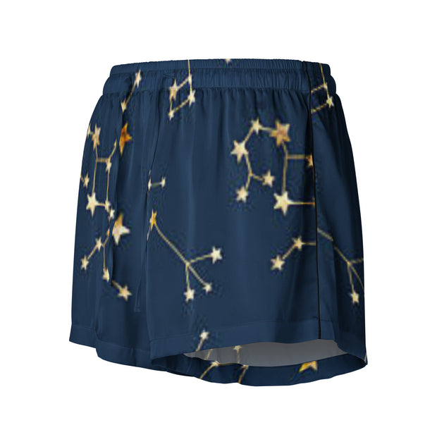 Navy blue skirt with star constellation pattern on a white background