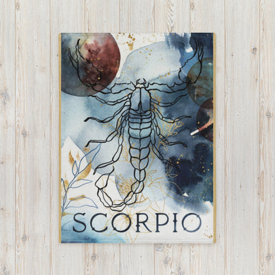 Scorpio zodiac sign poster on a wooden wall