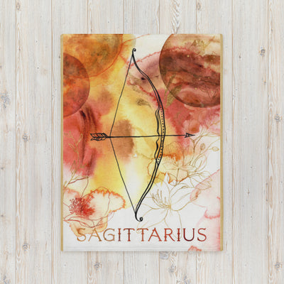 Sagittarius zodiac sign with bow and arrow on a colorful abstract background